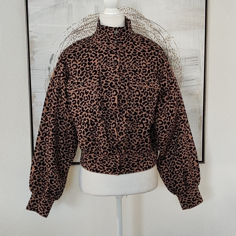 New Marled Animal Print Sweater Jacket Size XS
